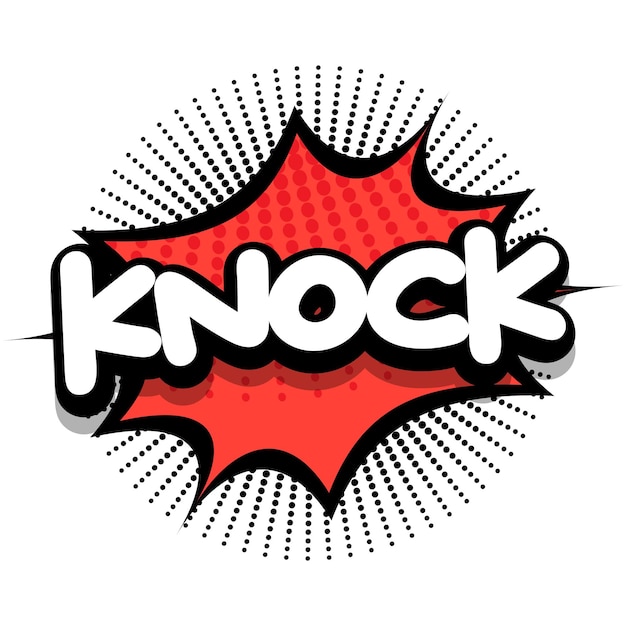 Knock Comic book explosion bubble vector illustration