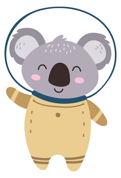 Vector koala astronaut cute baby animal spaceman character