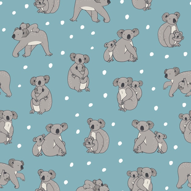 Koala Australian animal vector seamless pattern