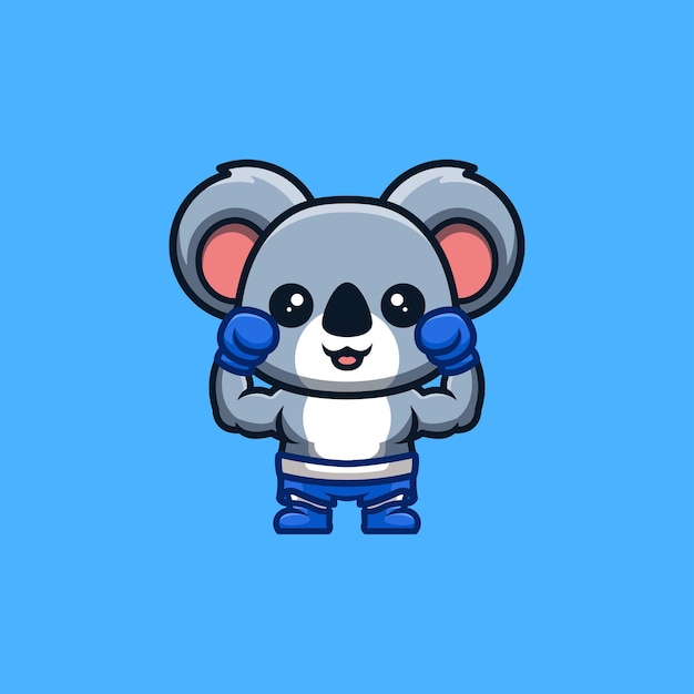 Koala Boxer Cute Creative Kawaii Cartoon Mascot Logo