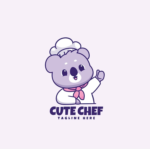 Koala chef  kawaii cartoon mascot logo for restaurant and bakery logo