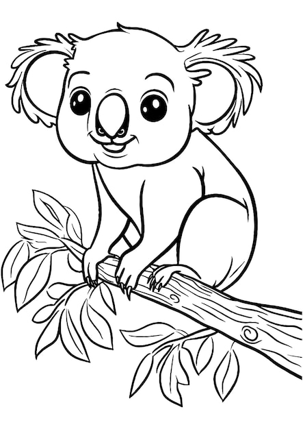 Vector koala coloring page koala line art koala coloring page