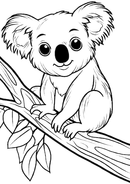 Vector koala coloring page koala line art koala coloring page