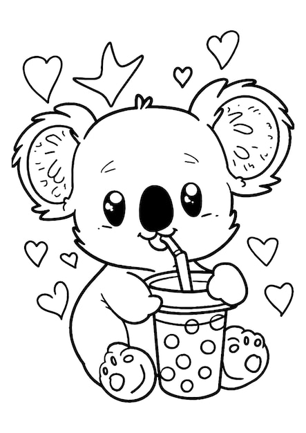 Koala Holding Buba Coloring Page Koala Holding Buba Line Art