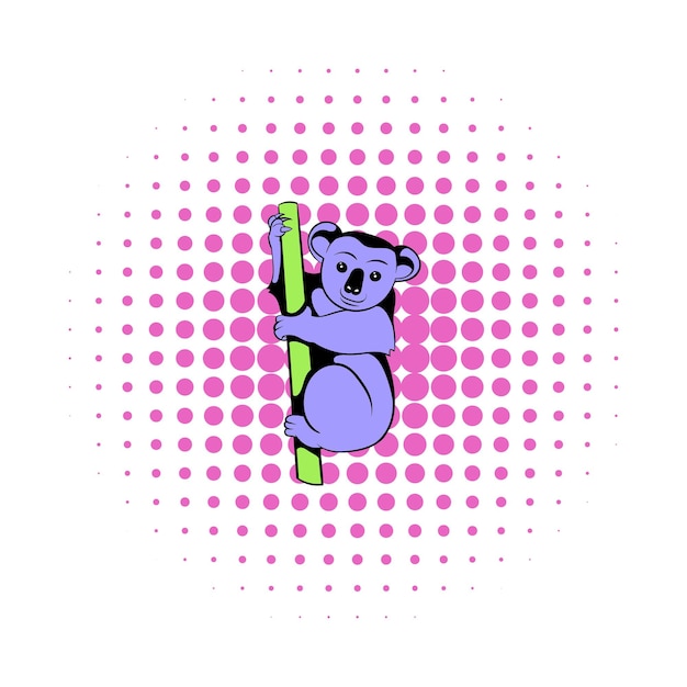 Koala icon in comics style on a white background