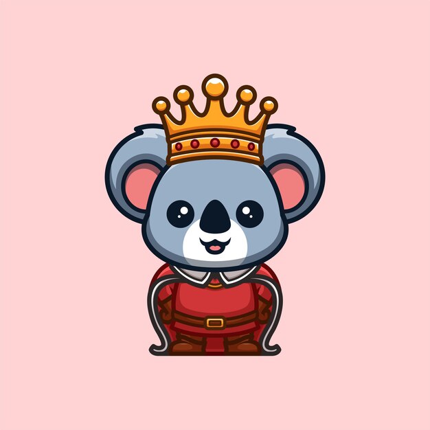 Koala King Cute Creative Kawaii Cartoon Mascot Logo