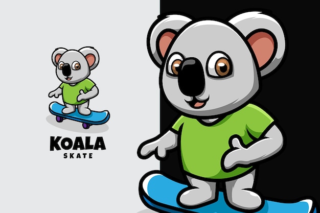 Koala playing skate board and feeling good