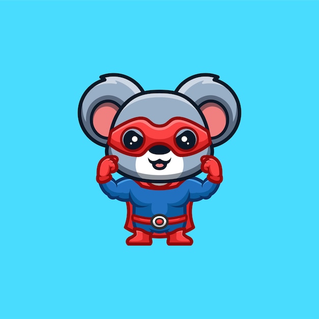 Koala Super Hero Cute Creative Kawaii Cartoon Mascot Logo