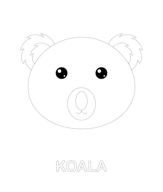 Koala tracing worksheet for kids