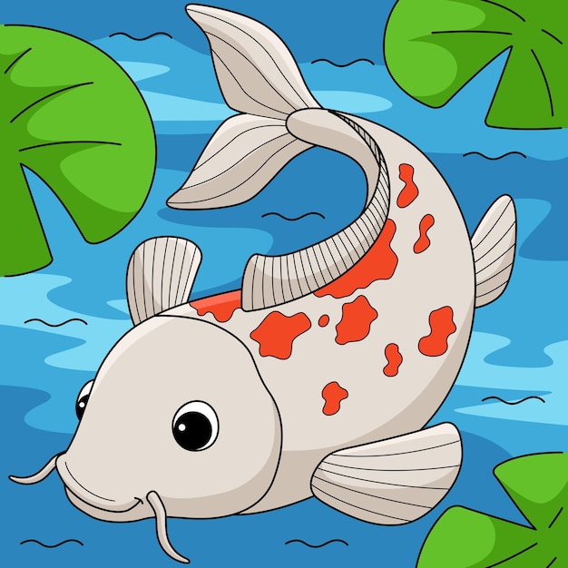 Koi Animal Colored Cartoon Illustration