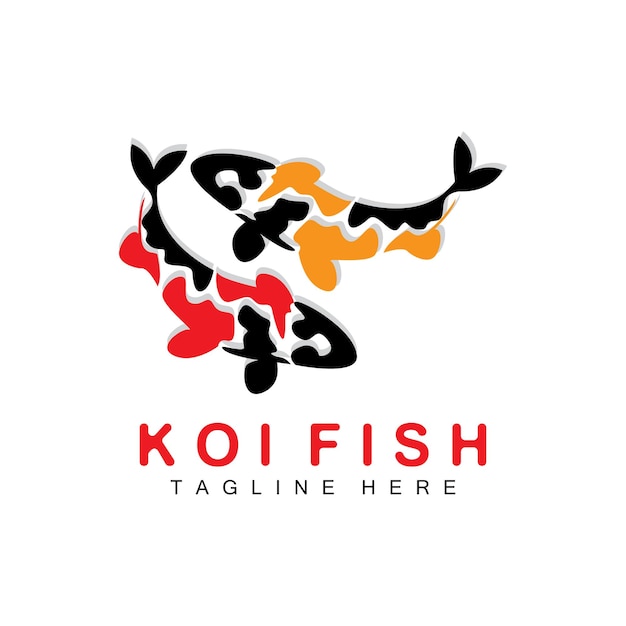 Koi Fish Logo Design Chinese Lucky And Triumph Ornamental Fish Vector Company Brand Gold Fish Icon