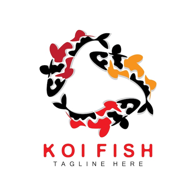 Koi Fish Logo Design Chinese Lucky And Triumph Ornamental Fish Vector Company Brand Gold Fish Icon