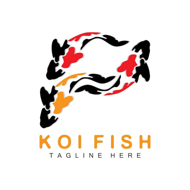 Koi Fish Logo Design Chinese Lucky And Triumph Ornamental Fish Vector Company Brand Gold Fish Icon