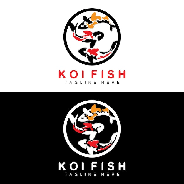 Koi Fish Logo Design Chinese Lucky And Triumph Ornamental Fish Vector Company Brand Gold Fish Icon