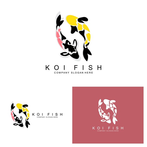 Koi Fish Logo Design Ornamental Fish Vector Aquarium Ornament Illustration Brand product