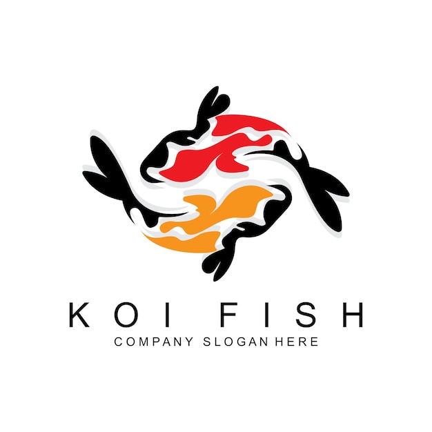 Koi Fish Logo Design Ornamental Fish Vector Aquarium Ornament Illustration Brand product