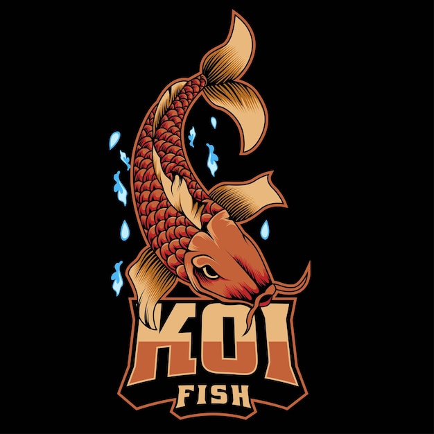 koi fish mascot logo vector illustration