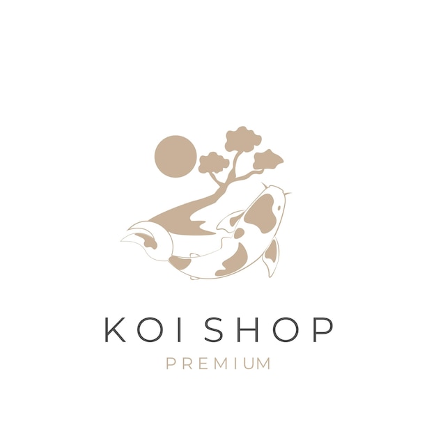 Koi Fish Shop Vector Illustration Logo