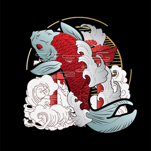 koi is mean golden fish design logo for sukajan which in Japanese means a traditional background