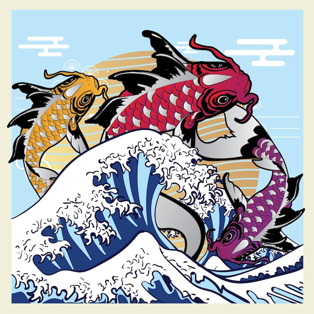 koinobori is mean fish illustration with traditional japanese style