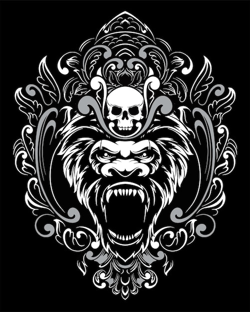 Kong artwork illustration and t shirt design Premium Vector