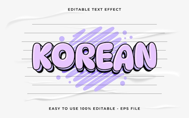 korean 3d editable vector text effect simple style text effect