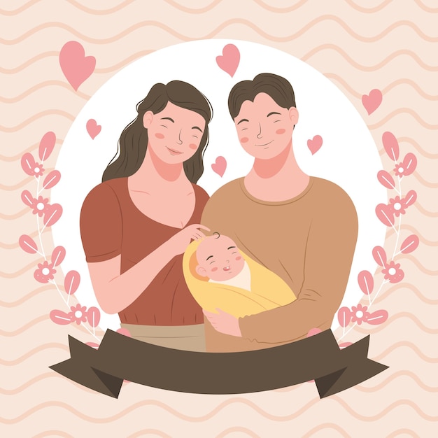 Korean couple with baby card