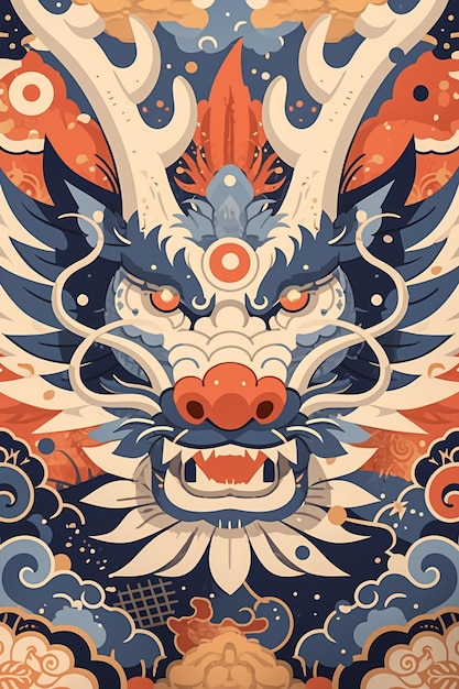 Korean dragon patterns with mythical elements