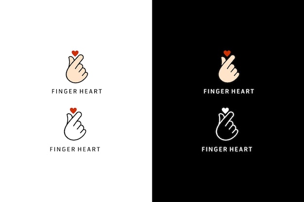 korean finger heart logo design,hand vector image love icon