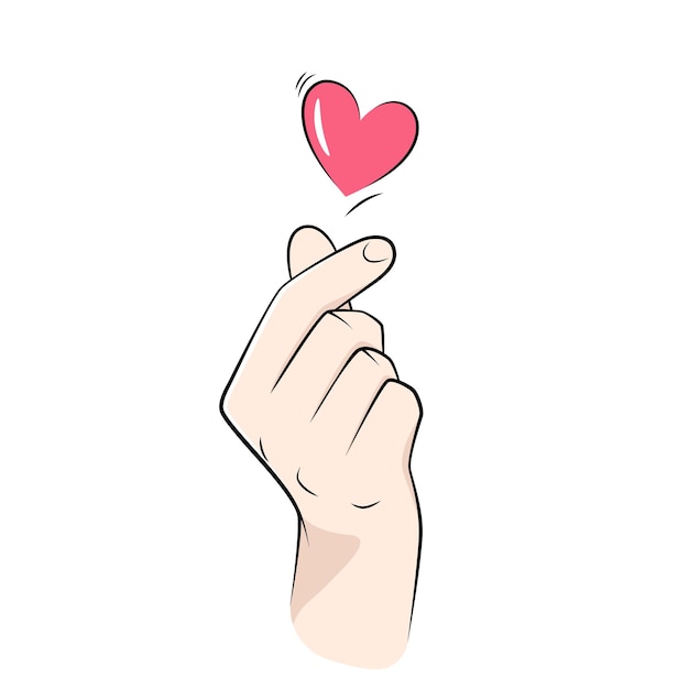 Vector korean finger heart, love hand sign vector drawing