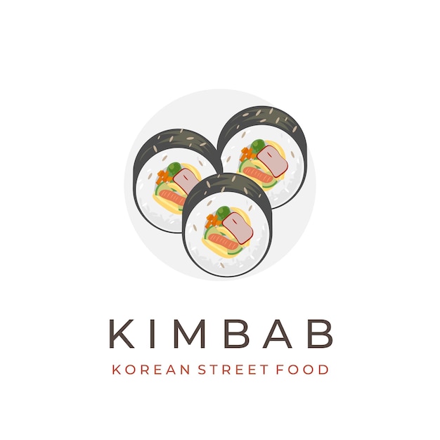 Korean Food Gimbap Kimbap Roll Vector Illustration Logo