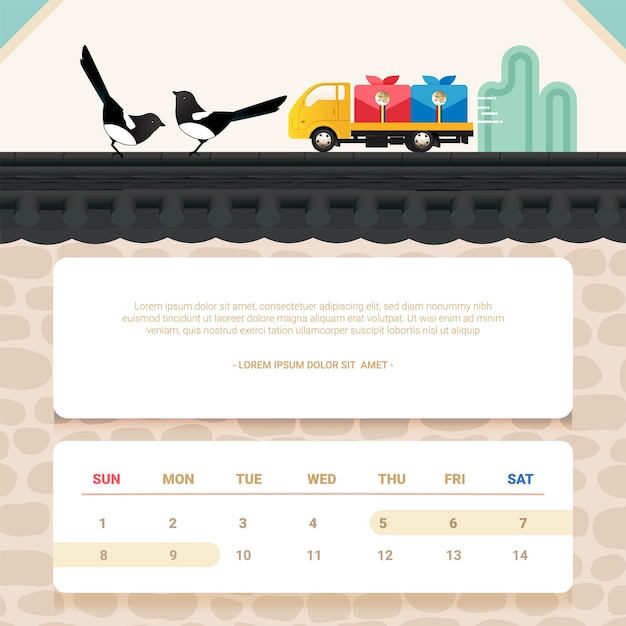 Vector korean happy new year's delivery service notice background