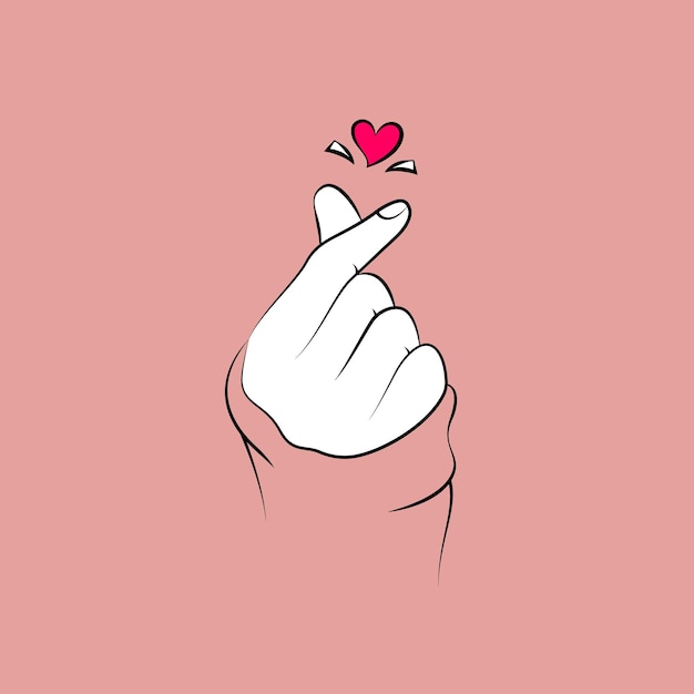 Vector korean love heart hand fingers sign