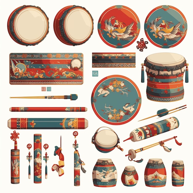 Korean Samulnori patterns with percussion instruments