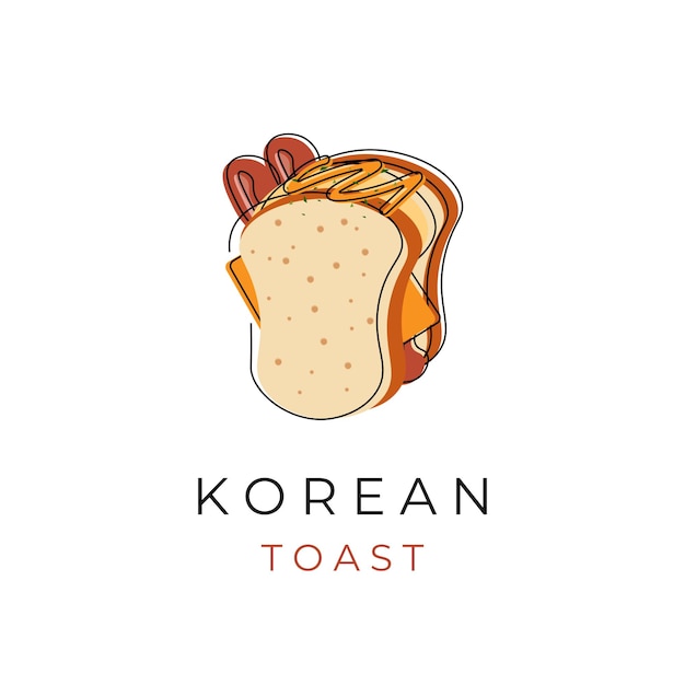 Korean Toast Line Art Illustration Logo