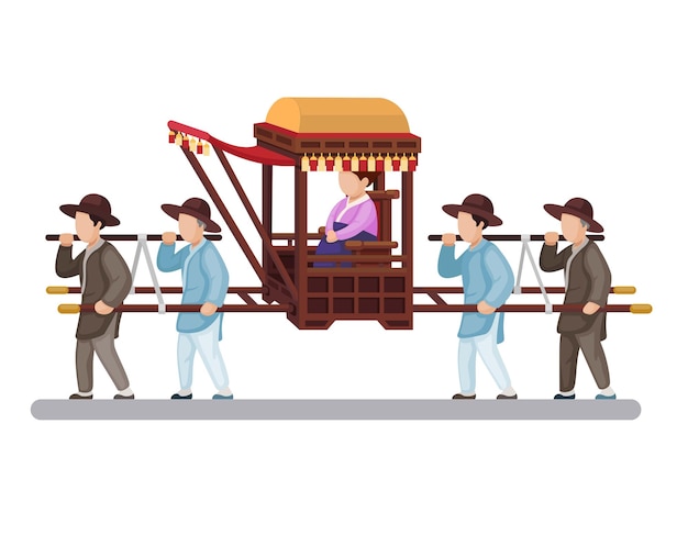 Korean traditional palanquin aka gama for royal people or wedding ceremony illustration vector