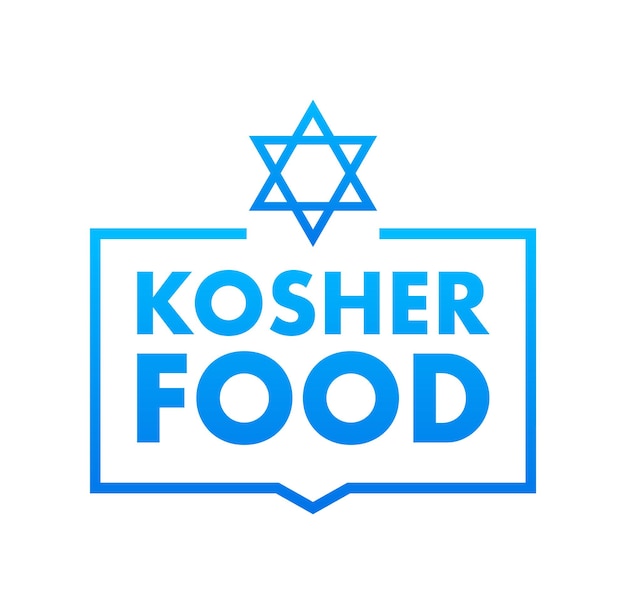 Kosher food product sign label sticker Certified kosher sign Vector stock illustration