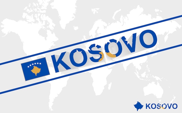 Kosovo map flag and text illustration