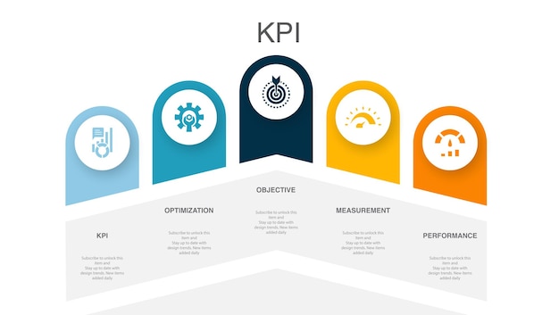 KPI optimization objective measurement performance icons Infographic design layout template Creative presentation concept with 5 steps