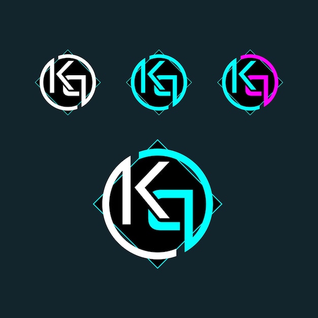 KQ QK trendy letter logo design with circle