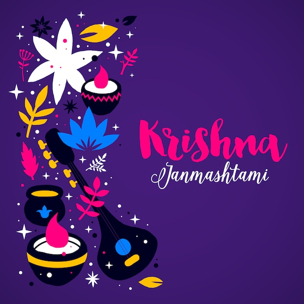 Krishna Janmashtami design template with abstract elements