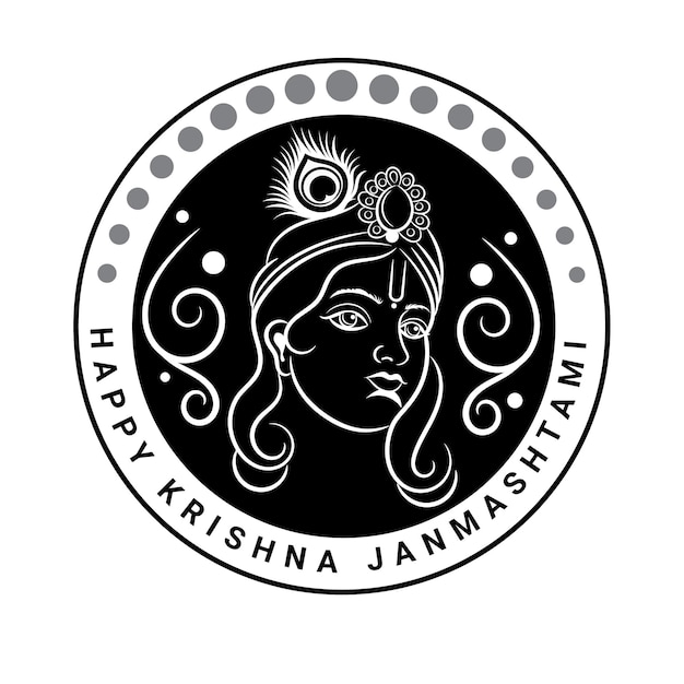 krishna janmashtami festival greeting with circle frame logo