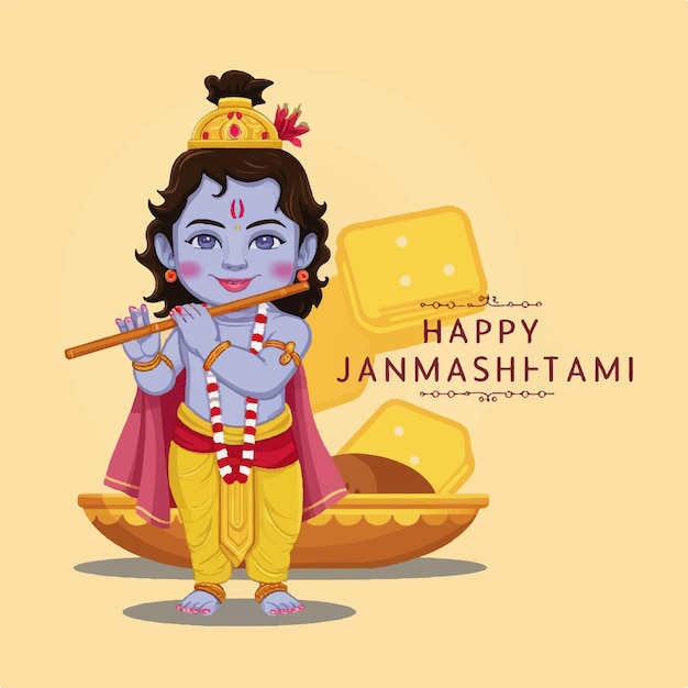 Krishna Janmashtami Happy Janmashtami Vector Design With Lord Krishna