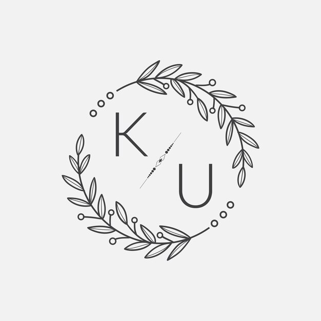 Vector ku initial monogram wedding with creative circle line