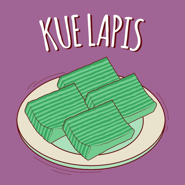 Kue lapis illustration Indonesian food with cartoon style