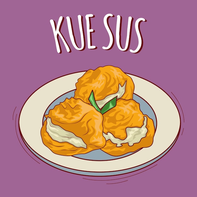 Kue sus illustration Indonesian food with cartoon style