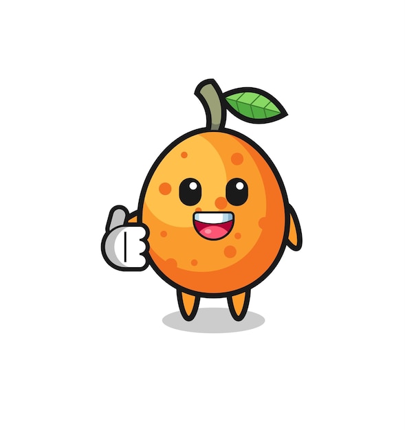 Kumquat mascot doing thumbs up gesture