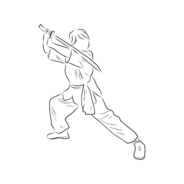 Kung fu fighter vector sketch Kung Fu Chinese martial art A hand drawn illustration