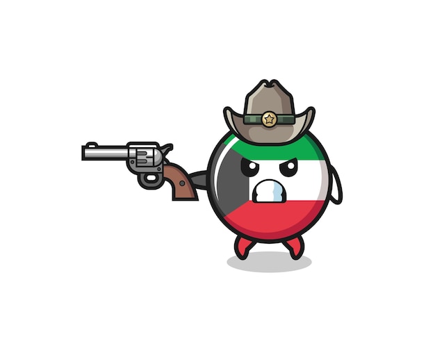 The kuwait flag cowboy shooting with a gun