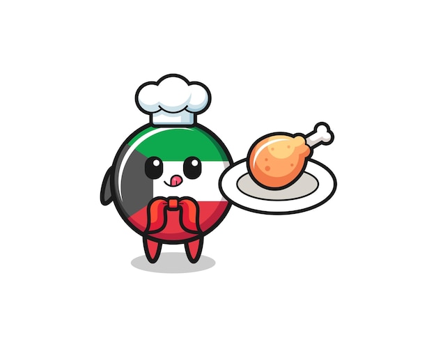 Kuwait flag fried chicken chef cartoon character